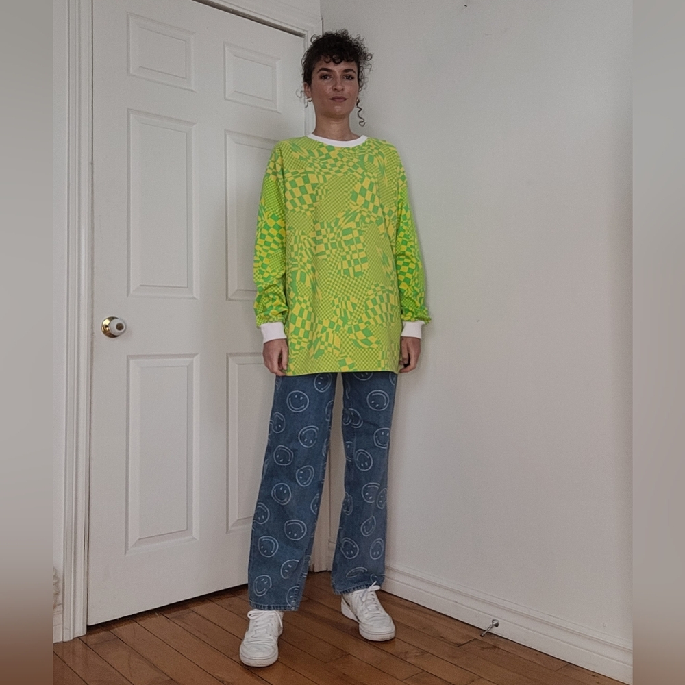 Vintage Neon Green Tunic Top